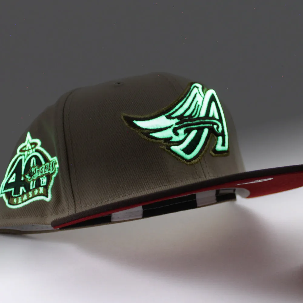 Anaheim Angels 40th Year Anniversary New Era 59Fifty Fitted Hat (GITD Camel Burnt Wood Red Under Brim)